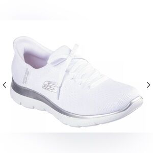 Skechers Women's White and Silver Sneakers